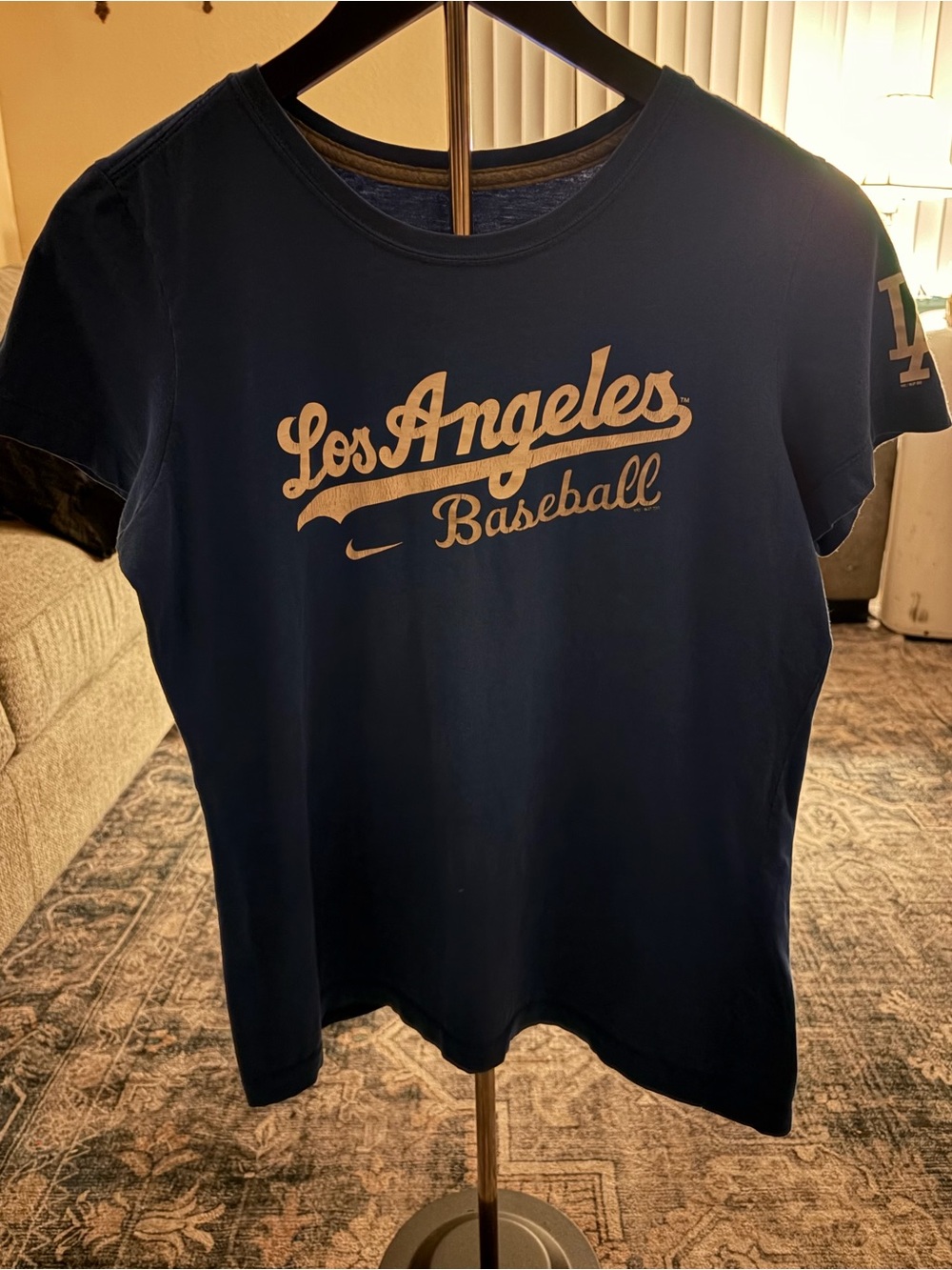 Nike Women's Los Angeles Baseball T-Shirt in Navy with White Script